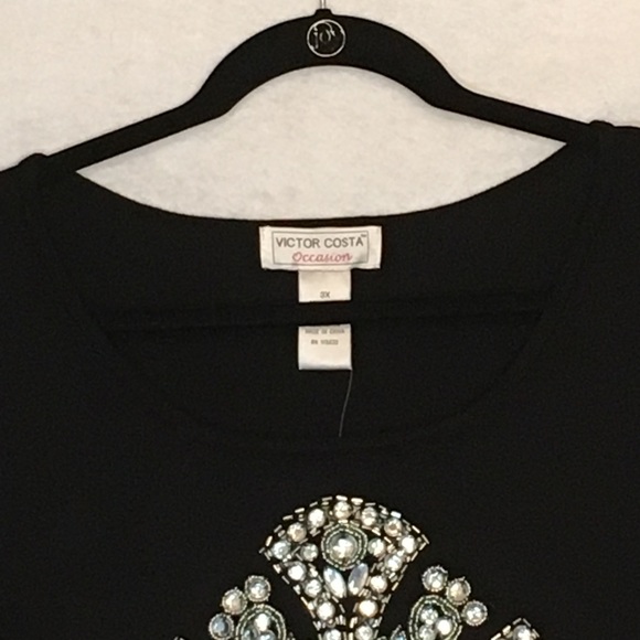 Victor Costs Black Embellished 3/4 Sleeve Knit Top - Picture 3 of 7